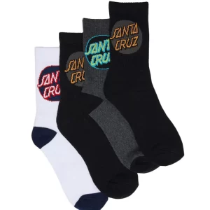 SANTA CRUZ Other Dot Crew Socks Black/White/Charcoal- 4 Pack